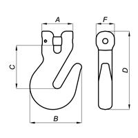 Dimensiones gancho acortador horquilla grado 100